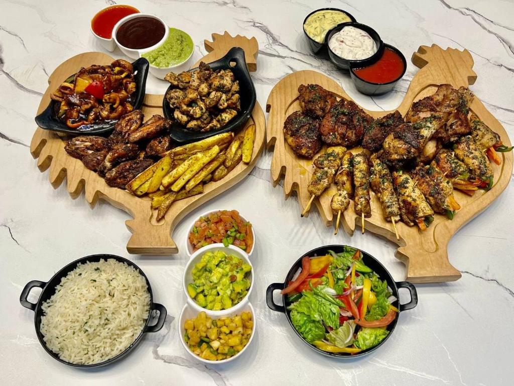 Restaurant seating with dishes